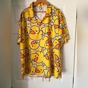 Hardaddy Men's XXL 3XL Yellow Duck Pattern Button Down Shirt